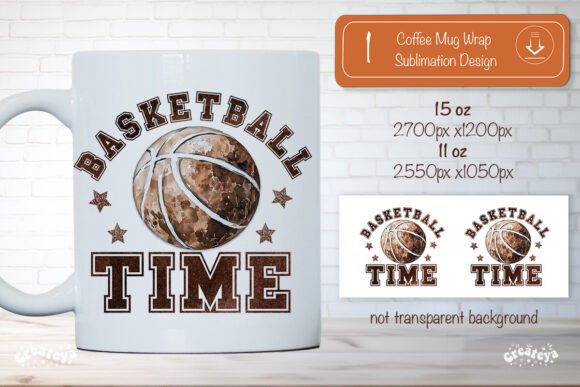 Basketball Time Quote Mug Wrap Png