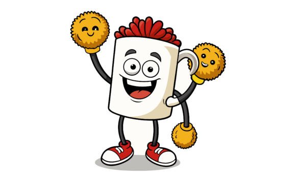 Cartoon Coffee Mug Holding Sponges