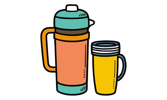 Colorful Coffee Flask and Mug Vector