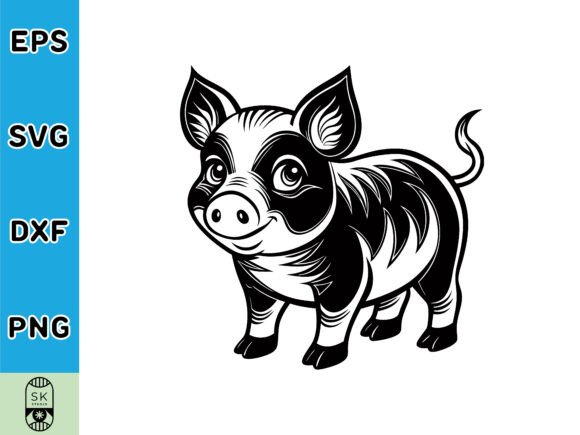 Cute Baby Pig SVG Vector