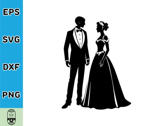 Newlywed Wedding Silhouette SVG Vector